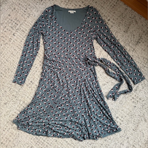 Boden Silvia Long Sleeve Faux Wrap Jersey Knit Dress - Floral Print - Size 12 - Picture 2 of 6